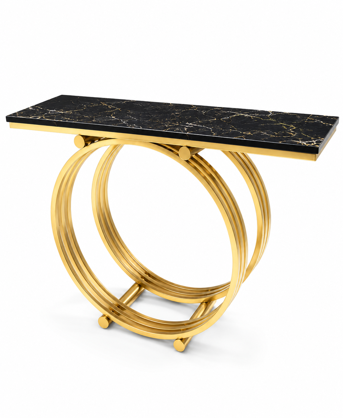 Modern Geometric Console Table with Faux Marble Top - Image 2